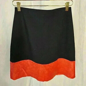 Ann Taylor Size 0 Black Pencil Skirt with Red Satin Bottom